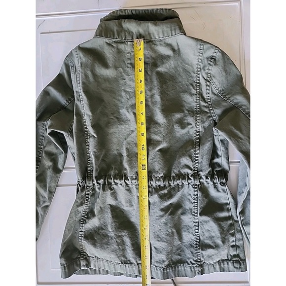 Old Navy Hip-Length Army Olive Green Cotton Twill Jacket Drawstring Waist XS - Picture 10 of 12